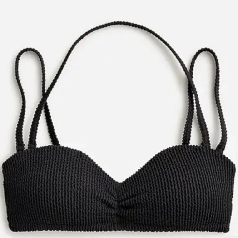 J. Crew Scrunchie sweetheart bikini top Black